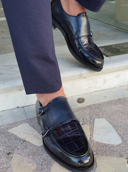 Montreal Navy Blue Monk Strap Loafers