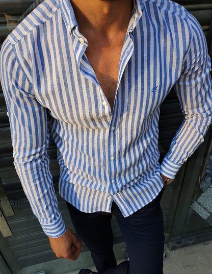 Brabion Stefano Blue Striped Shirt – BRABION