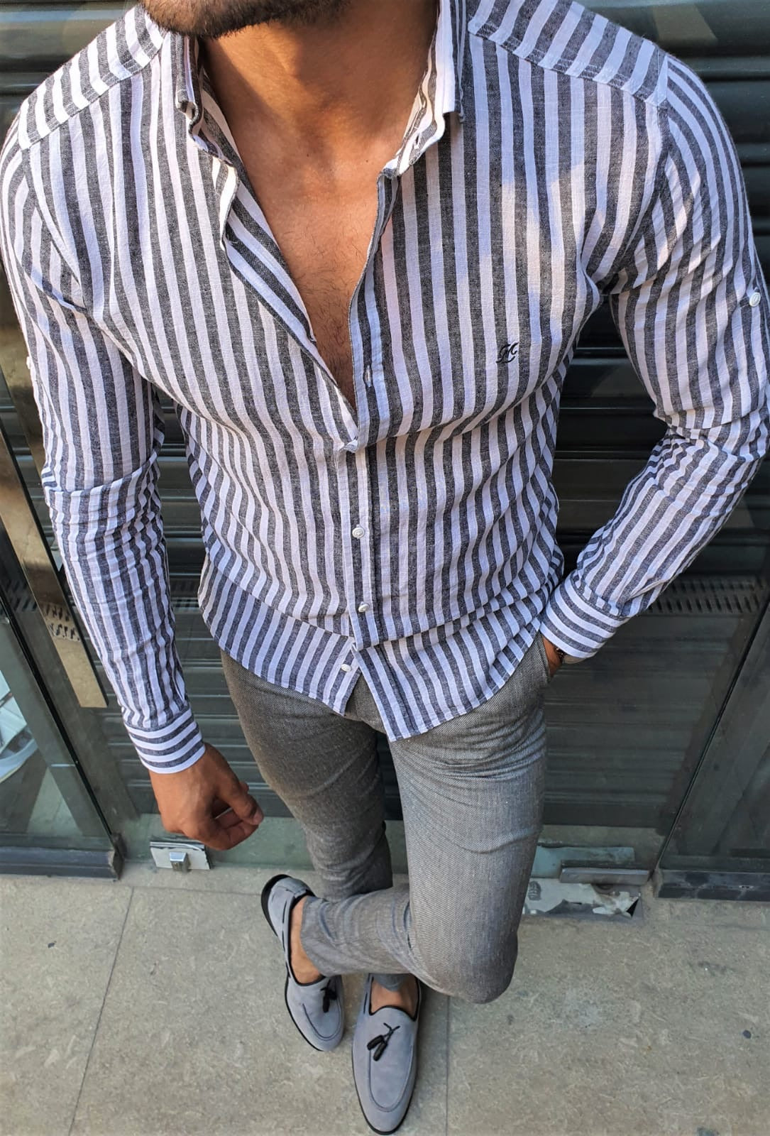 Brabion Stefano Gray Striped Shirt – BRABION