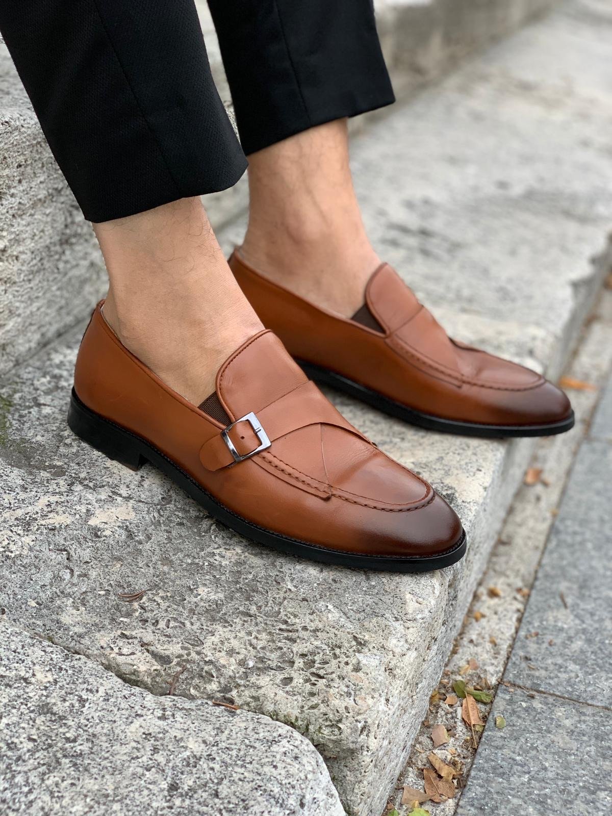 Stanoss Tan Buckle Shoes