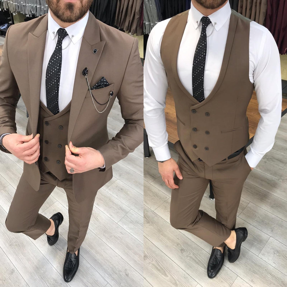 Louis Slim Fit Coffee Suit – BRABION