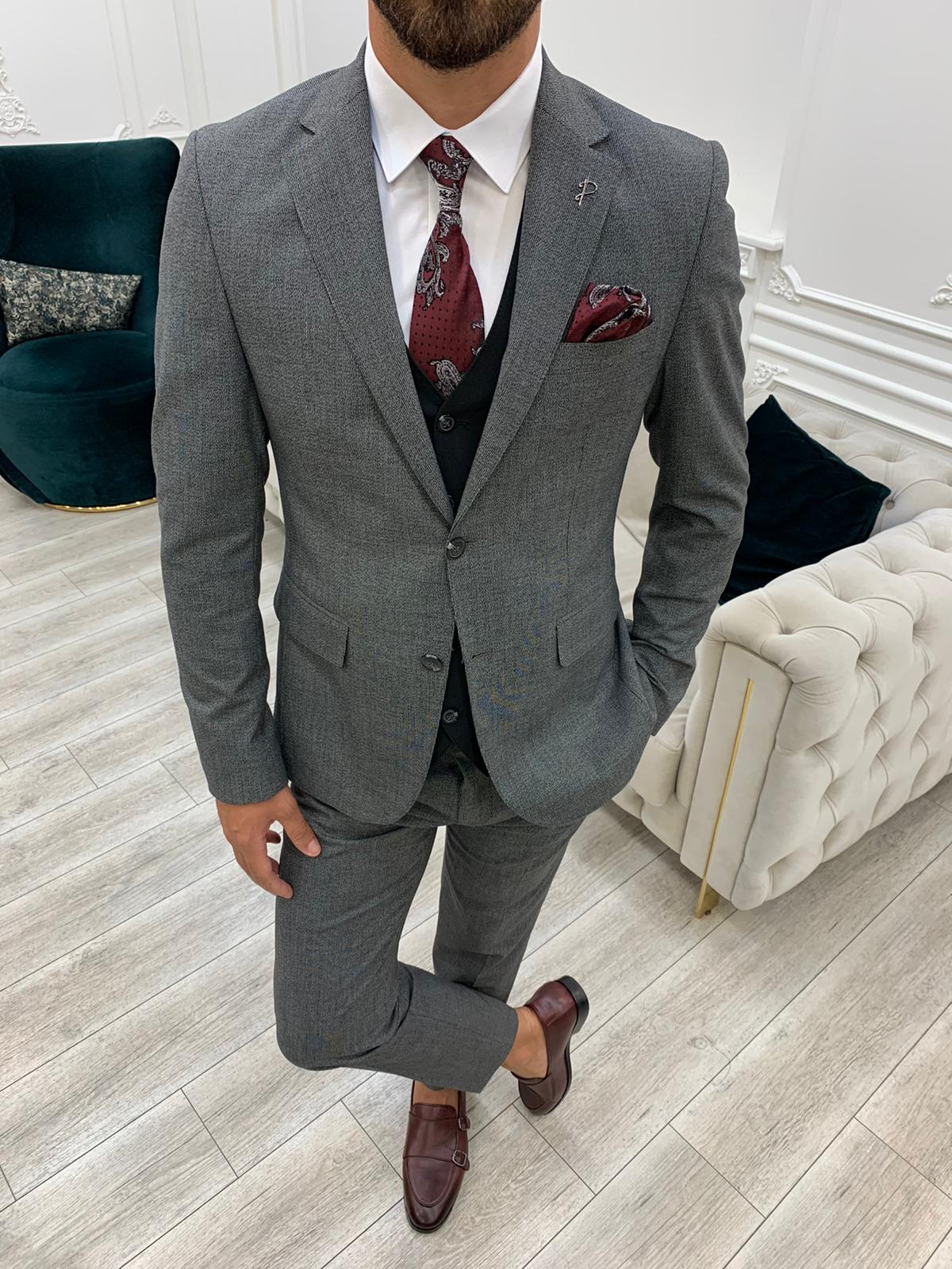 Dayton Gray Slim Fit Notch Lapel Suit