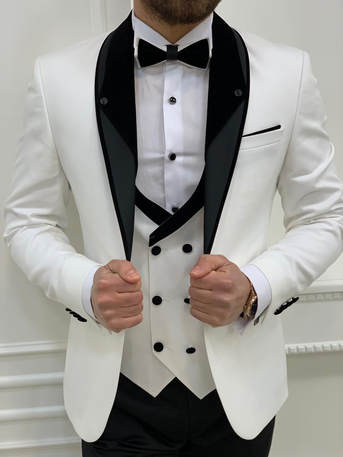 Austin White Slim Fit Shawl Lapel Tuxedo BRABION