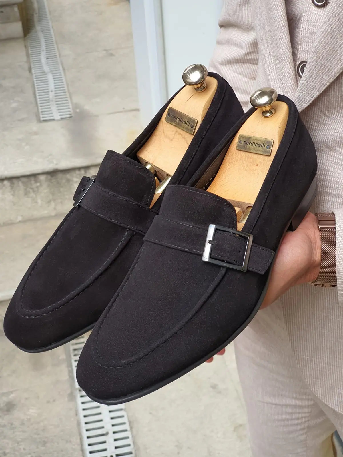 Henderson Black Suede Buckle Loafers - Stylish Men's Formal and Smart-Casual Shoes BRABION Henderson Black Suede Buckle Loafers - Stylish Men's Formal and Smart-Casual Shoes BRABION