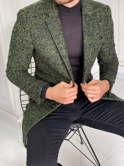 Melbourne Khaki Slim Fit Wool Long Coat