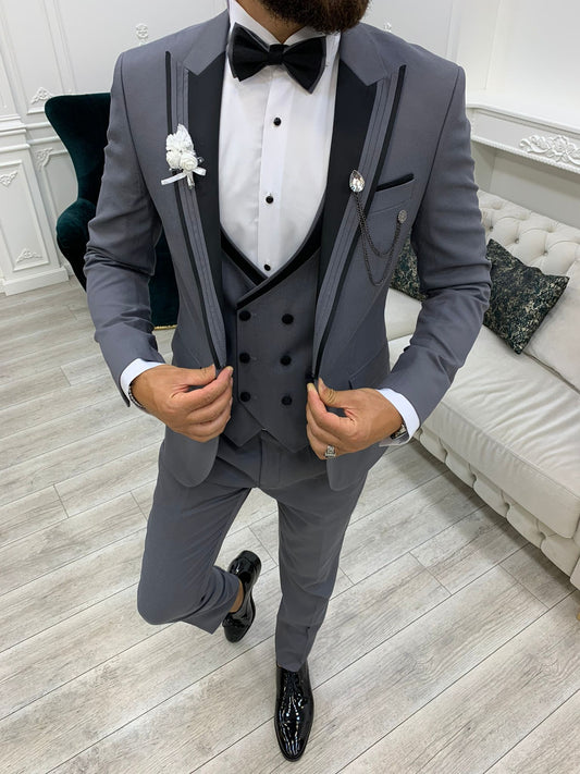 Ventura Gray Slim Fit Peak Lapel Tuxedo