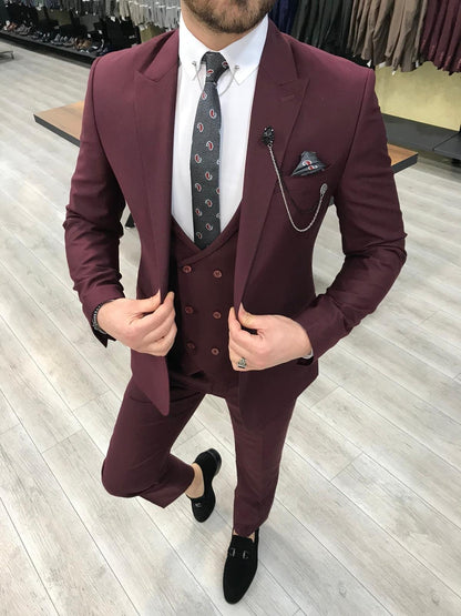 Louis Slim Fit Burgundy Suit