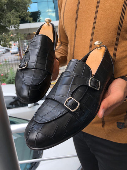 Aqua Black Double Monk Strap Loafer