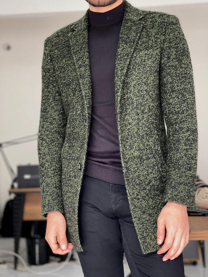 Melbourne Khaki Slim Fit Wool Long Coat