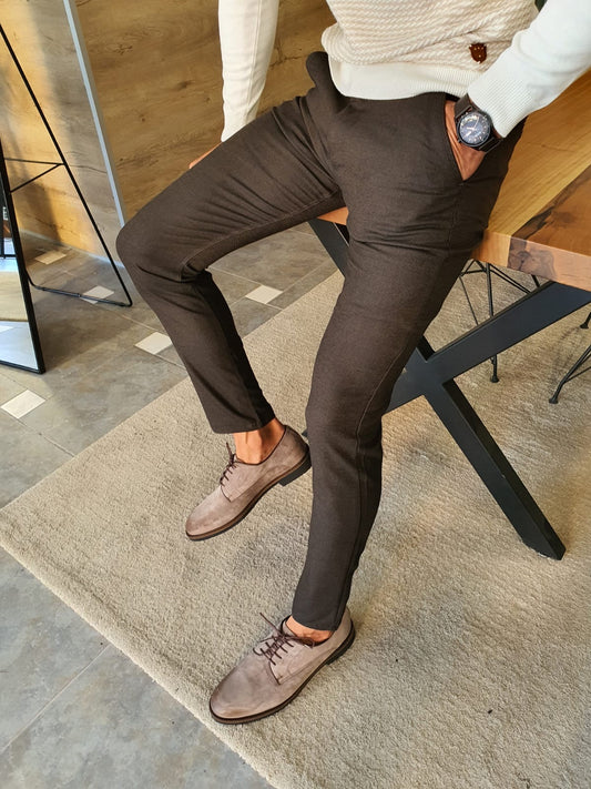 Stefano Brown Slim Fit Cotton Pants