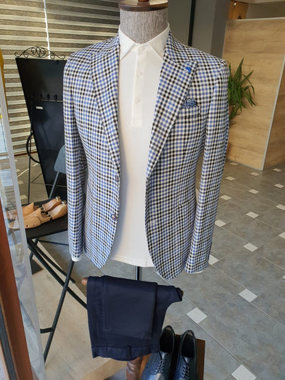 Napoli Sax Slim Fit Plaid Suit