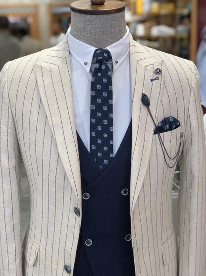 Valencia Ecru Striped Suit