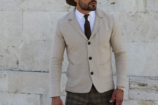 Percy Beige Slim Fit Knitwear Cardigan