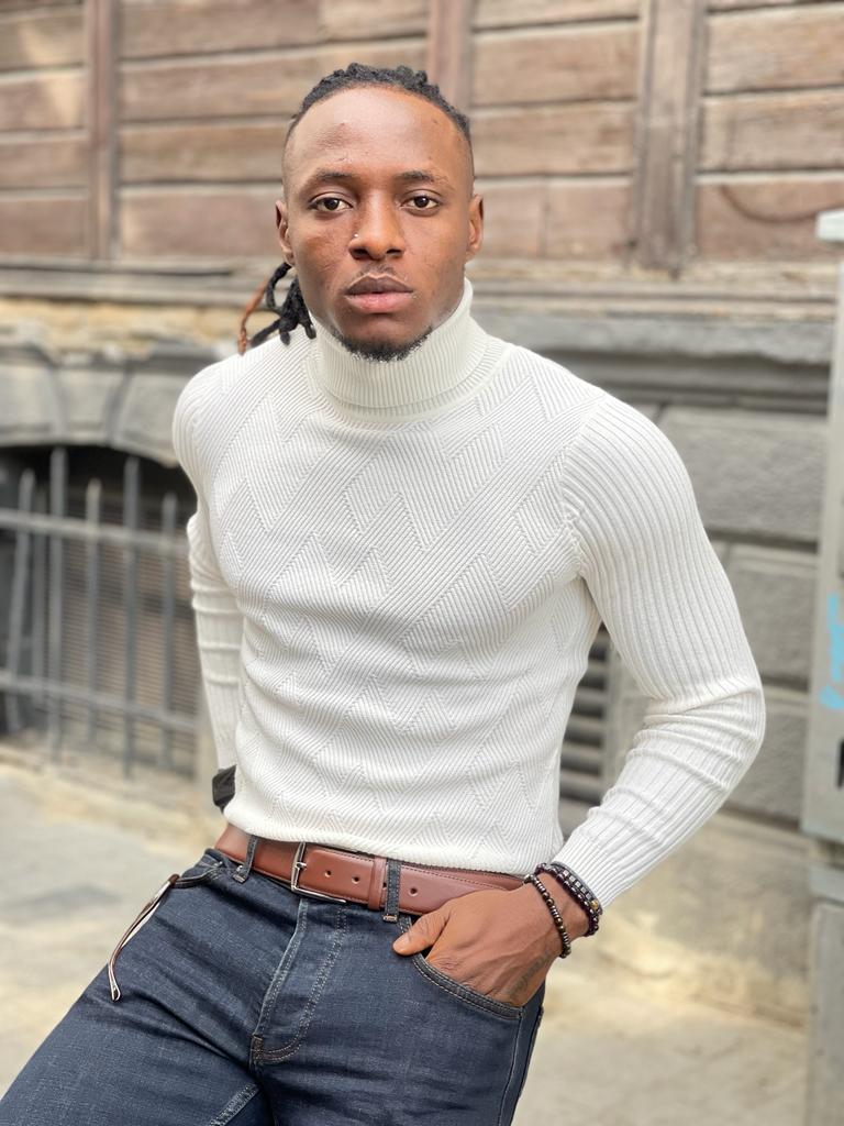 Vince White Slim Fit Turtleneck Sweater