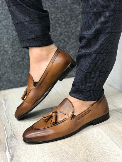 Tassel Leather Brown Loafers