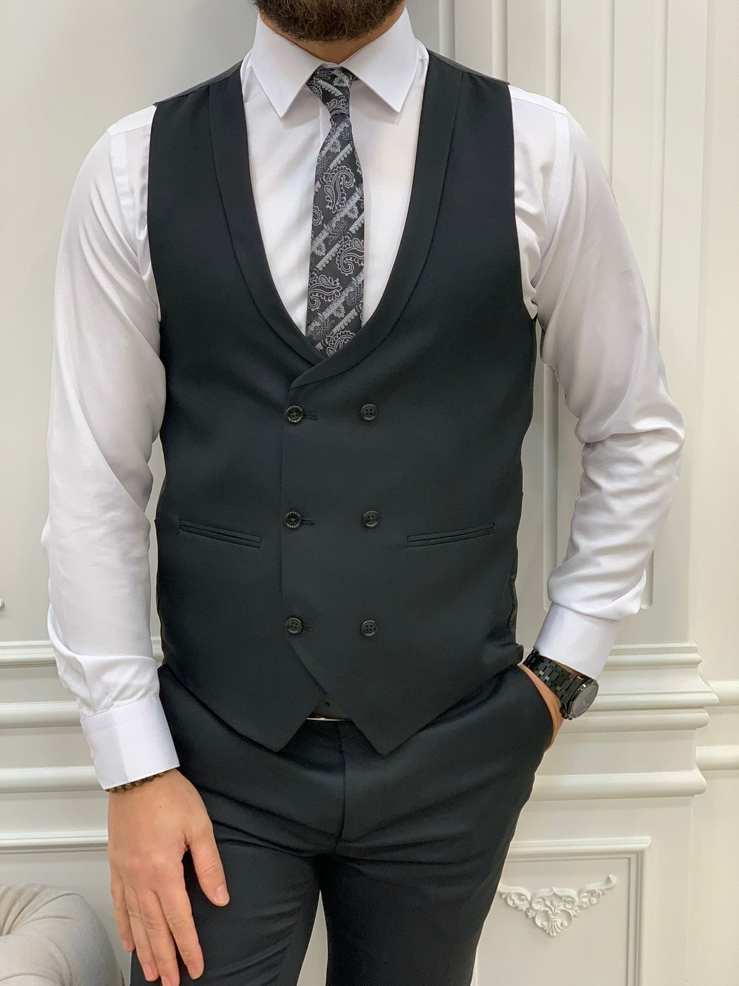 Stefano Black Slim Fit Suit