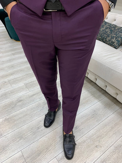 Wilson Purple Slim Fit Peak Lapel Suit