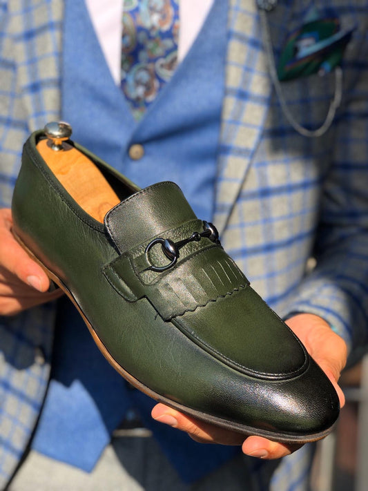 The Aqua Khaki Kilt Loafer