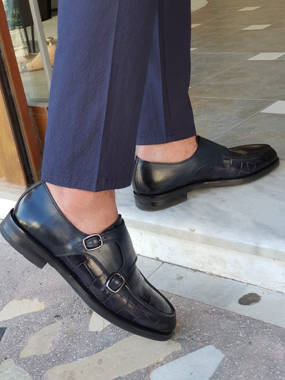 Montreal Navy Blue Monk Strap Loafers