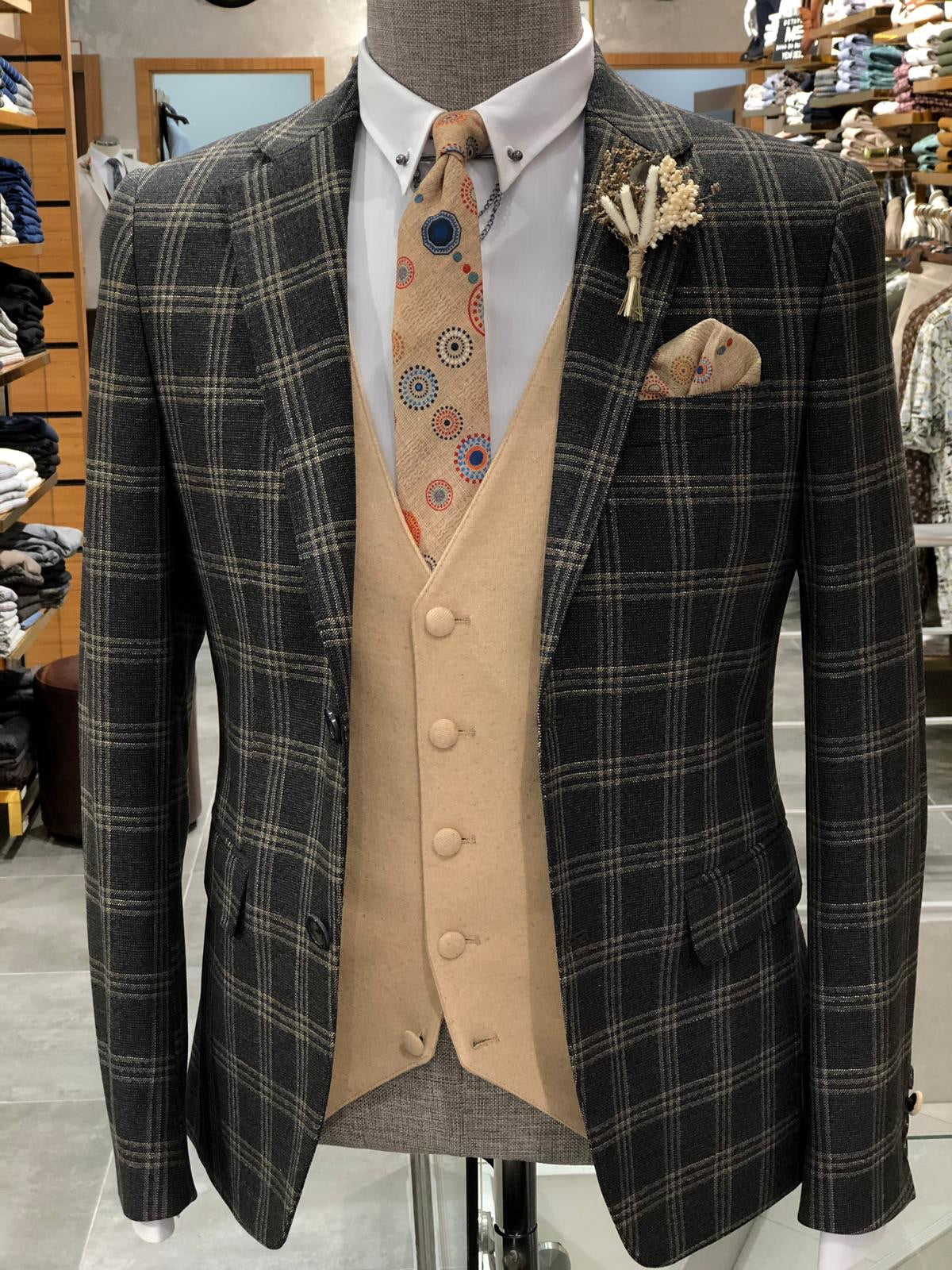 Daniel Black Plaid Patterned Suit