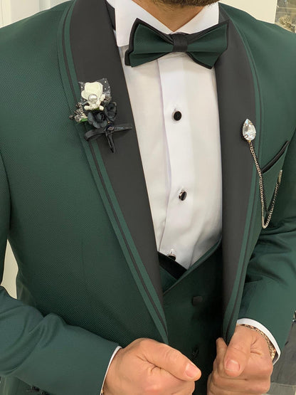 Torino Green Slim Fit Velvet Peak Lapel Tuxedo