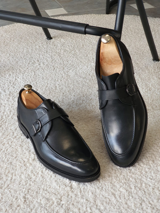 Antonio Black Buckle Loafers