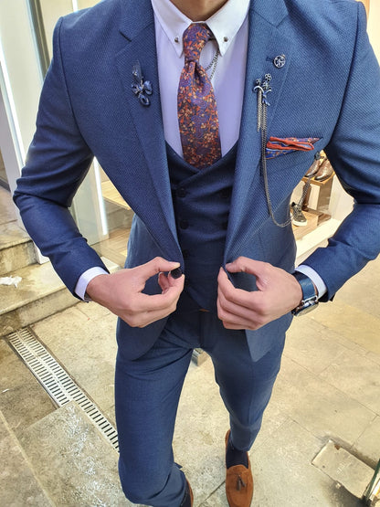 Utica Indigo Slim Fit Patterned Suit