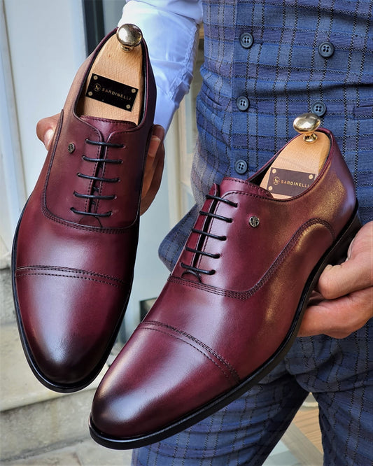 Stefano Burgundy Wholecut Oxfords