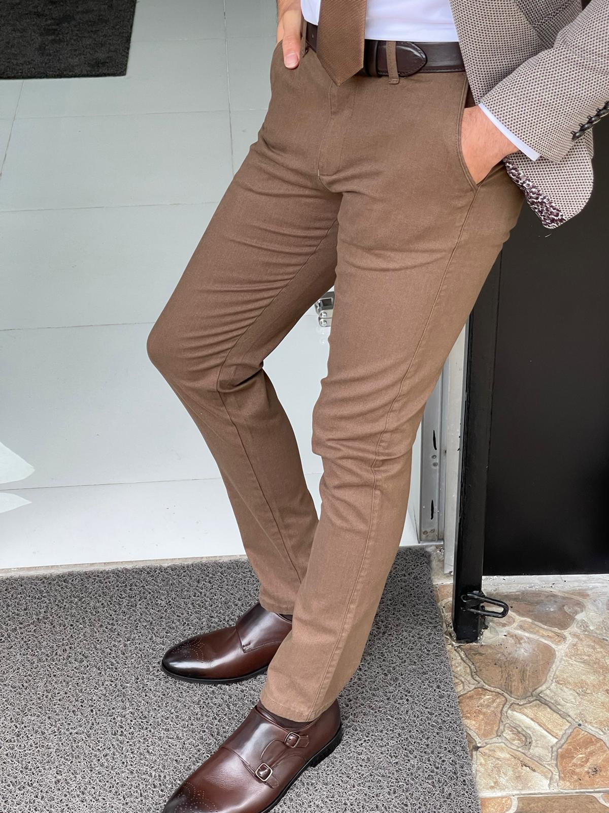 Oslo Gray Slim Fit Cotton Lycra Pants – BRABION