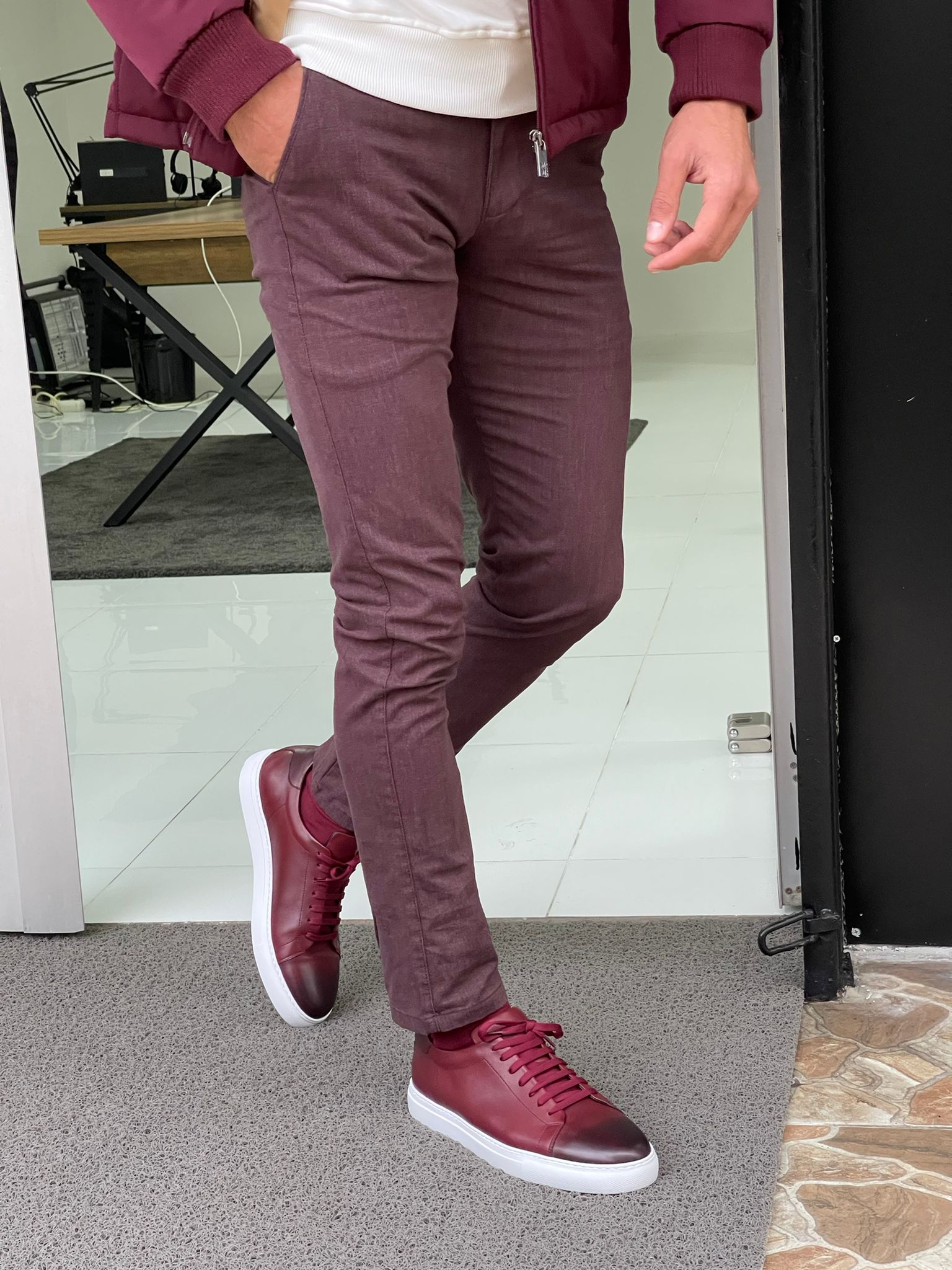 Buy Burgundy Slim Fit Pants By GentWith With Free Shipping, 55% OFF