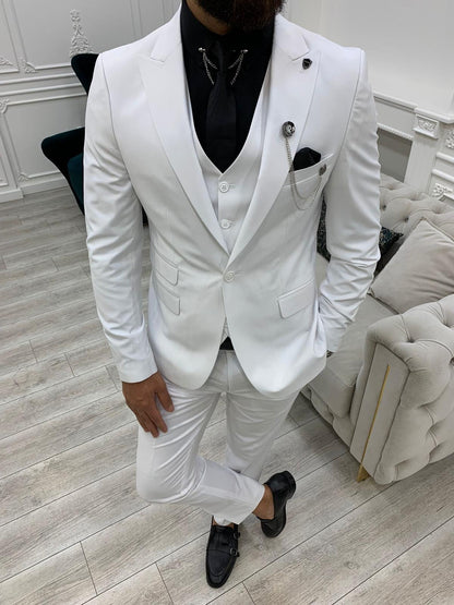 Vince White Slim Fit Peak Lapel Suit