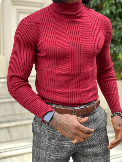 Vince Red Slim Fit Turtleneck Sweater