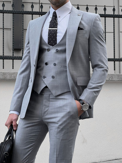 Fabio Gray Slim Fit Woolen Suit