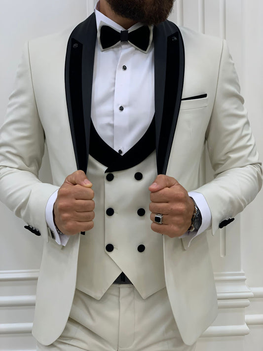 Ventura White Slim Fit Shawl Lapel Tuxedo
