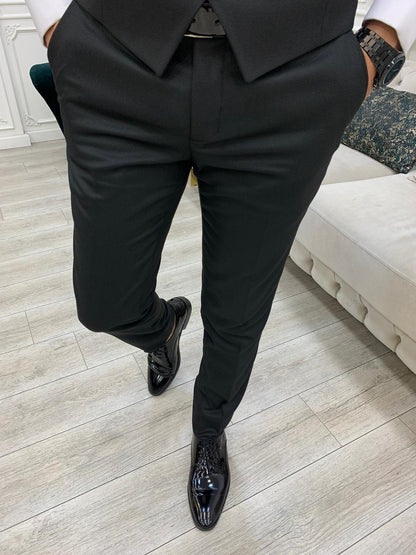Forte Black Slim Fit Notch Lapel Wedding Suit