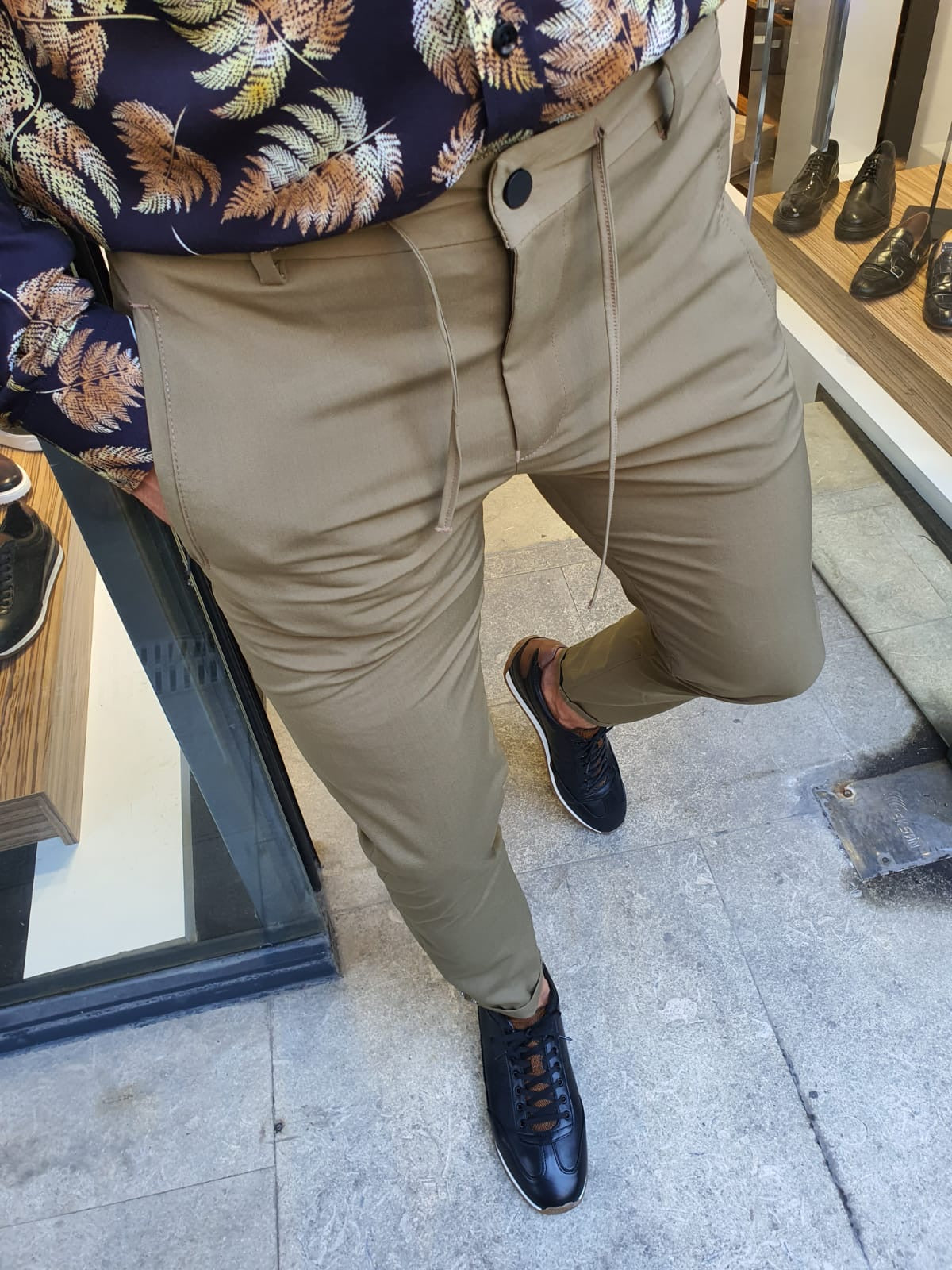 Ogden Khaki Slim Fit Laced Pants