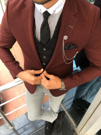 Clark Burgundy Slim Fit Suit