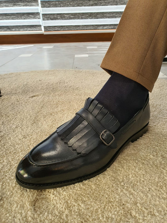 Torino Dark Blue Kilt Loafers