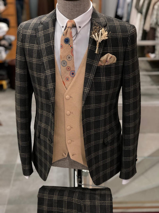 Daniel Black Plaid Patterned Suit