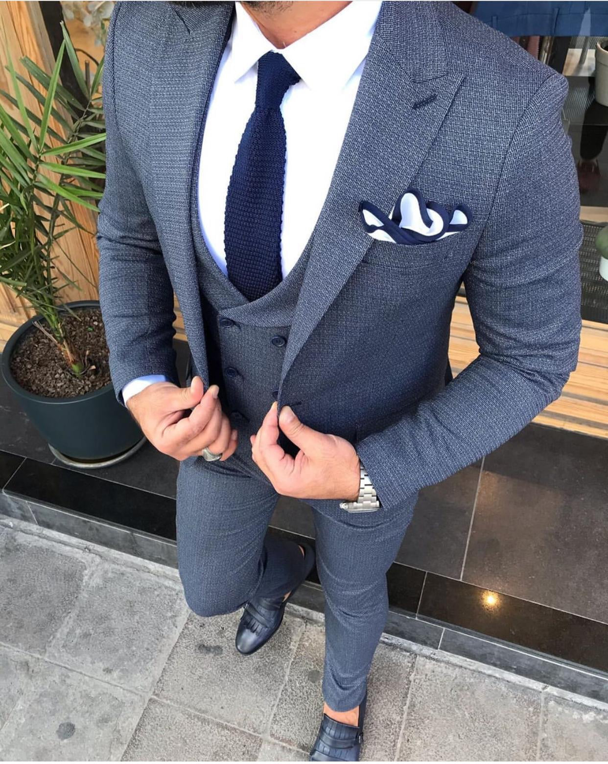 Havana Navy Blue Slim-Fit Suit