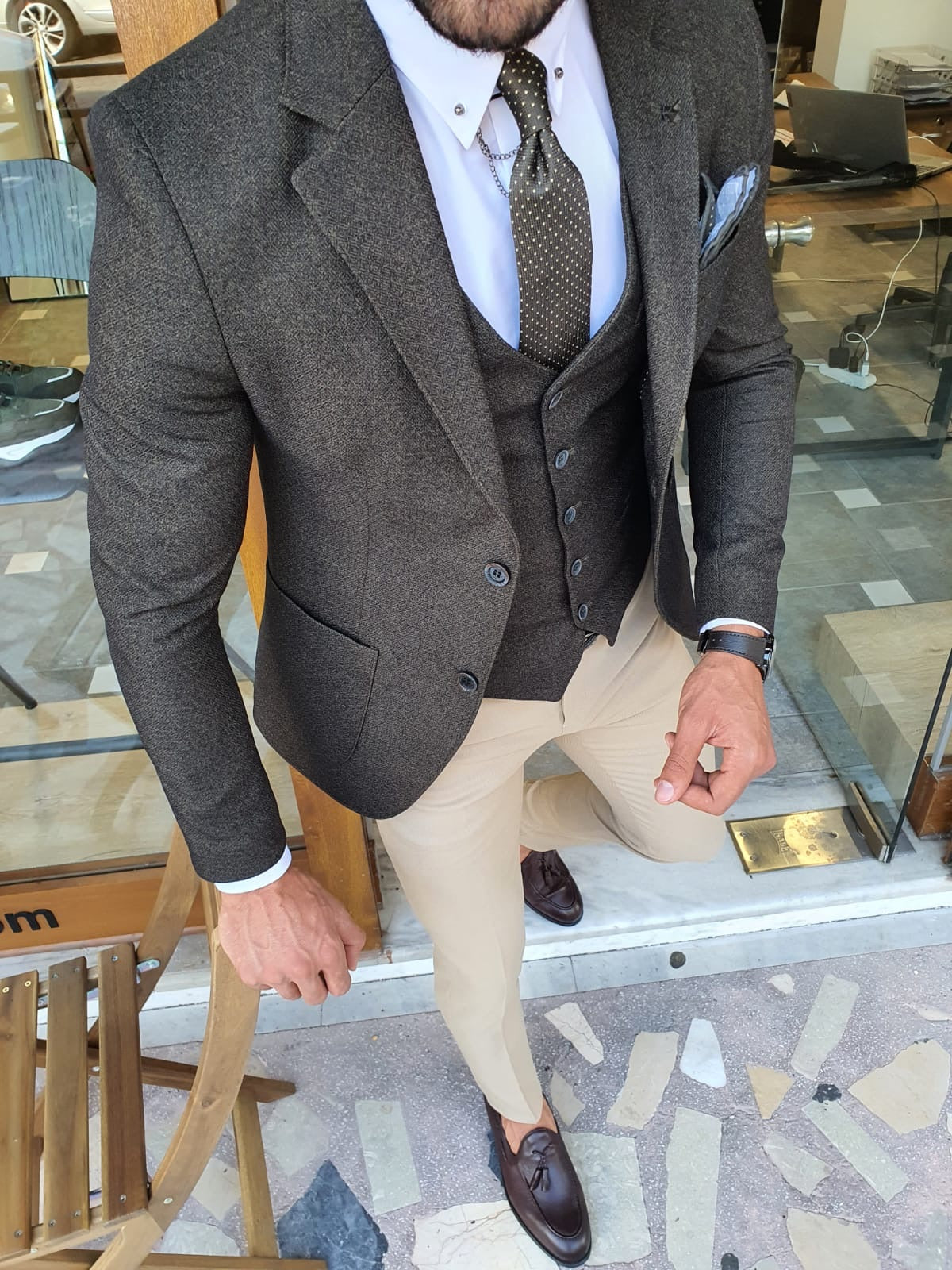 Henderson Khaki Slim Fit Suit