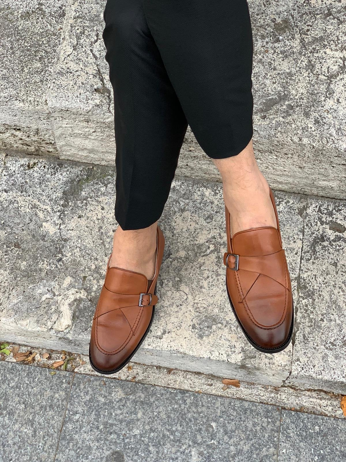 Stanoss Tan Buckle Shoes