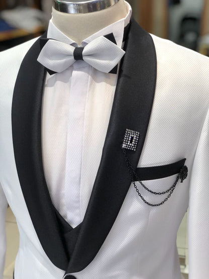 Slim-Fit Tuxedo Suit White