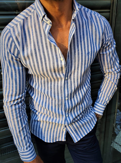 Stefano Blue Striped Shirt
