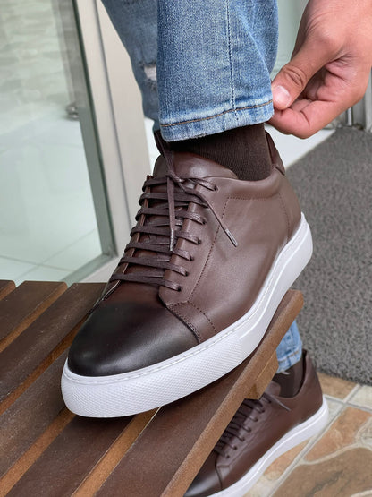 Martin Brown Lace-Up Mid-Top Sneakers