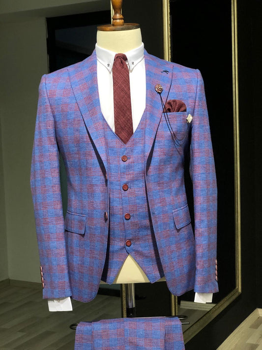 Kingston Sax Plaid Slim Fit Suit