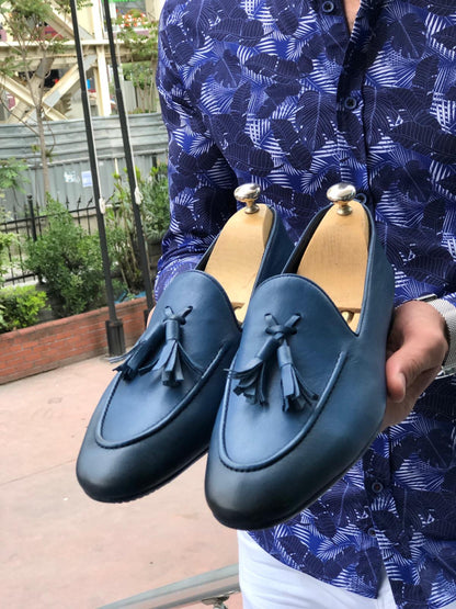 Blake Blue Comfy Leather Loafers