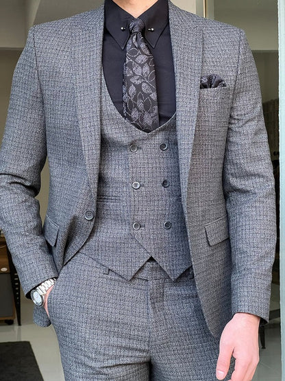 Perris Gray Slim Fit Wool Suit